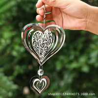 Heart-shaped Love Octagonal Bead Rotating Wind Chime for Outdoor Garden Decor