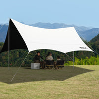 Primitive Man Hexagonal Sunshade Tarp Tent with Black Glue Coating for Outdoor Beach Camping