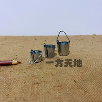 Miniature Tin Bucket and Watering Can for Diorama and Scene Decoration