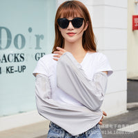 Summer Ice Silk Sun Protection Arm Sleeves with Finger Holes for Driving and Outdoor Activities