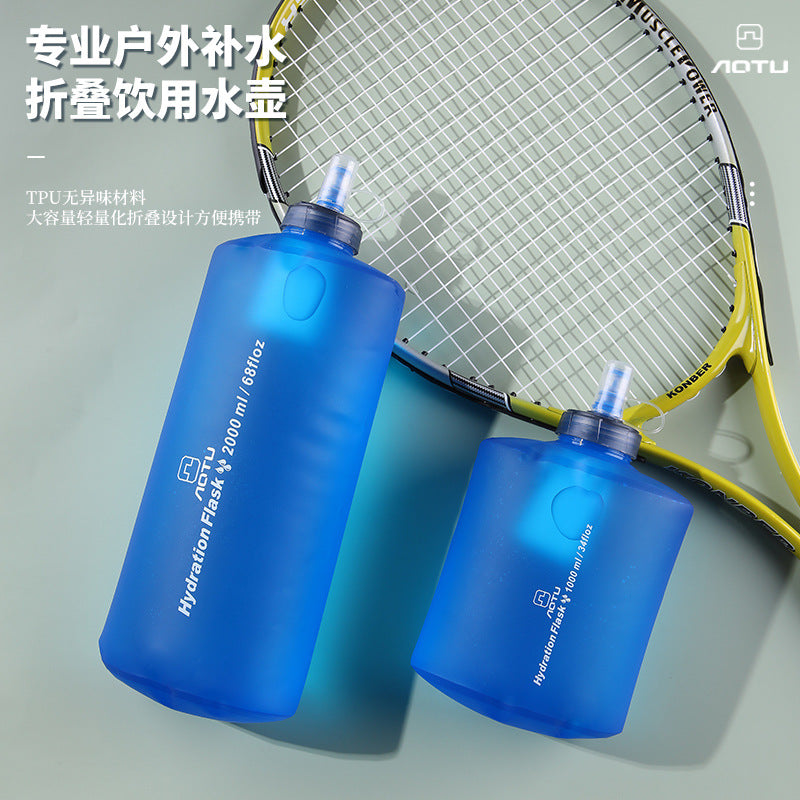Foldable Soft Water Bottle with Filter for Outdoor Sports, Running, and Hiking - Portable Hydration Bladder