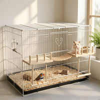 Wooden Bird Perch and Play Toy Set for Cages - Chewing, Climbing, Swings, Ladders