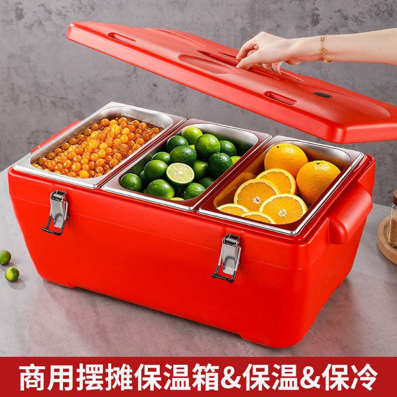 Insulated Stainless Steel Cooler Box for Outdoor Picnic, Car, Seafood, and Commercial Use