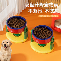 Adjustable Height Suction Cup Pet Bowl for Dogs and Cats, Elevated Anti-Spill Feeder for Neck Protection
