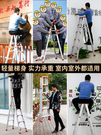 2m A-Frame Telescopic Ladder, Foldable Thickened Aluminum Alloy Multi-Purpose Ladder for Home & Indoor Climbing