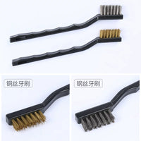 Industrial Wire Brush Set for Cleaning and Rust Removal - Stainless Steel, Brass, and Nylon Bristles