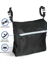 Wheelchair Backrest Storage Bag with Reflective Strip, Waterproof Multi-functional Large Capacity Electric Wheelchair Hanging Pouch