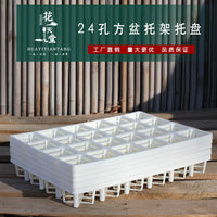 24-Cell Plastic Square Pot Tray for Succulents, Seedlings, and Cuttings, Compatible with Drip Trays
