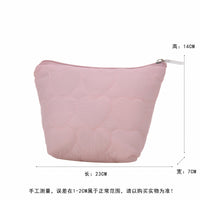 Quilted Heart Cosmetic Bag, Portable Travel Toiletry Pouch for Skincare & Makeup