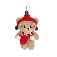 Christmas Scarf Bear Plush Keychain for Bags and Keys, Cute Stuffed Animal Doll Gift for Girls