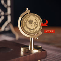 Dinghao Brass Rotating Globe Ornament for Car and Office Desk, Creative Decompression Gift