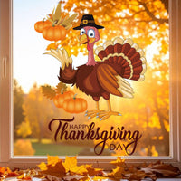 Thanksgiving Turkey Window Clings Autumn Harvest Party Decor Static Stickers