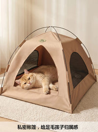 Pet Tent Bed Semi-Enclosed Cat House for All Seasons, Portable Dog Hideaway Sleeping Nest
