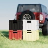 Multifunctional Foldable Camping Storage Box with Wooden Lid, Waterproof Car Trunk Organizer