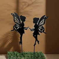 Fairy Metal Flower Stake Outdoor Garden Lawn Fence Yard Decoration Planter Landscape Art Silhouette