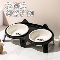Ceramic Tilted Pet Bowl for Cats and Small Dogs - Single Bowl Design