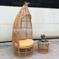 Nordic Rattan Lounge Chair Set for Resort and Outdoor Patio - Bird's Nest Hanging Chair Villa Furniture with Coffee Table