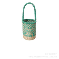 Handwoven Seagrass Basket with African-Inspired Design for Storage, Shopping, and Picnics
