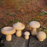Beechwood Mushroom Stacking Toy Set for Toddlers, Unpainted Educational Building Blocks