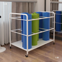 Yoga Mat and Ball Storage Rack with Wheels for Home Gym