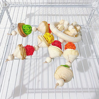 Natural Wood Parrot Chew Toy with Vine Balls and Hanging Swing for Training and Play