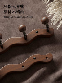 Solid Wood Wall-Mounted Coat Rack with Hooks for Entryway and Hallway
