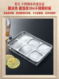 Laibei 304 Stainless Steel Ice Cube Tray with Lid, Food-Grade Quick-Freeze Ice Mold for Cocktails and Beverages