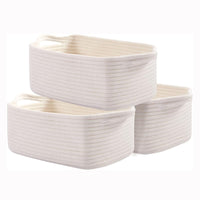 Rectangular Cotton Rope Storage Basket Woven Decorative Organizer for Toys and Sundries