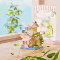 Miniature Building Blocks Flower Shop Street View Set with Windmill and Rose Garden, Educational Toy for Kids