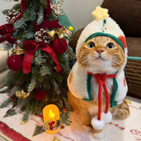 Pet Christmas Cloak for Cats and Dogs, Warm Winter New Year Costume for Photoshoots