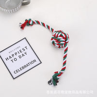 Christmas Pet Cotton Rope Chew Toy for Dogs, Teeth Cleaning Knot Toy
