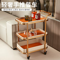 Stainless Steel Rolling Bar Cart with Storage for Home, Kitchen, or Living Room - Rose Gold Finish