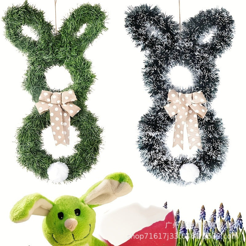 Easter Bunny Bow Wreath Door Decor for Spring