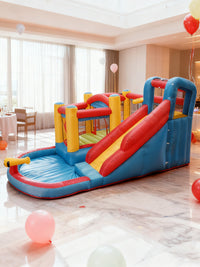 Inflatable Bouncy Castle with Water Slide for Kids, Outdoor Backyard Play Park