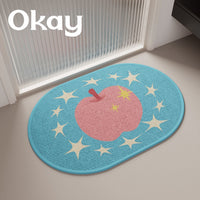 Faux Linen Woven Absorbent Bath Mat Non-Slip Thickened Bathroom Floor Mat