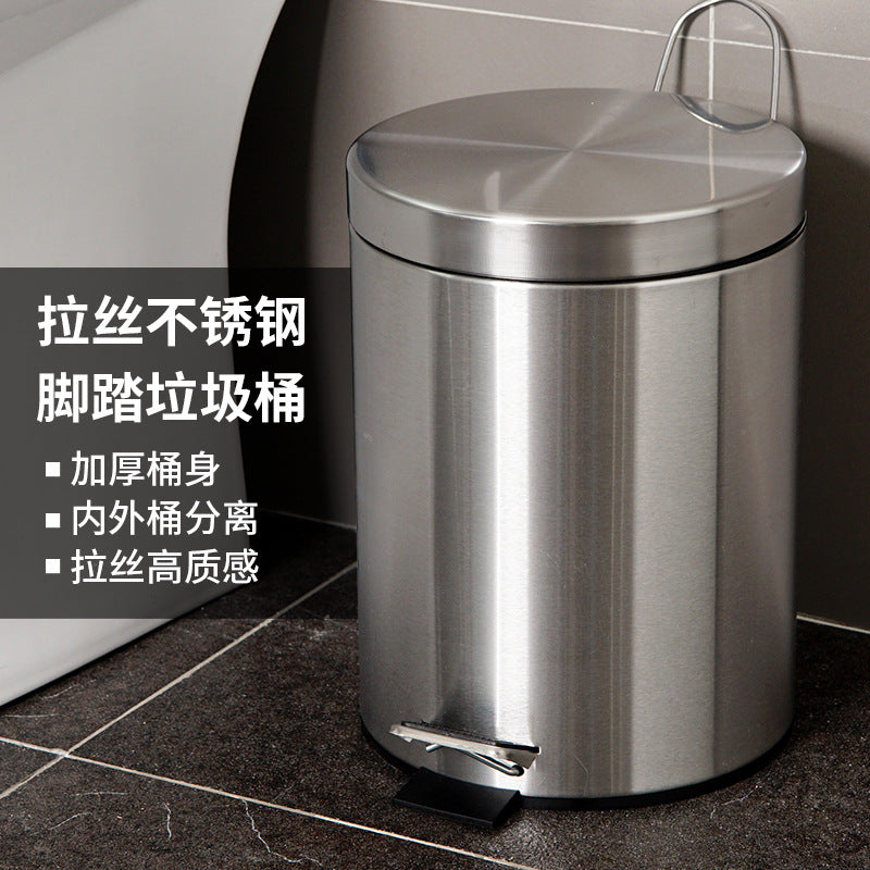 Stainless Steel Pedal Bin with Soft-Close Lid for Kitchen, Bathroom, and Toilet