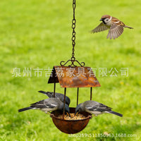 Rustic Hanging Bird Feeder House for Outdoor Garden Decor