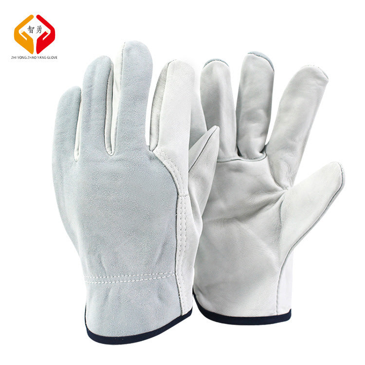 Genuine Sheepskin Driver Work Gloves Heat Resistant Protective Industrial Safety Gloves