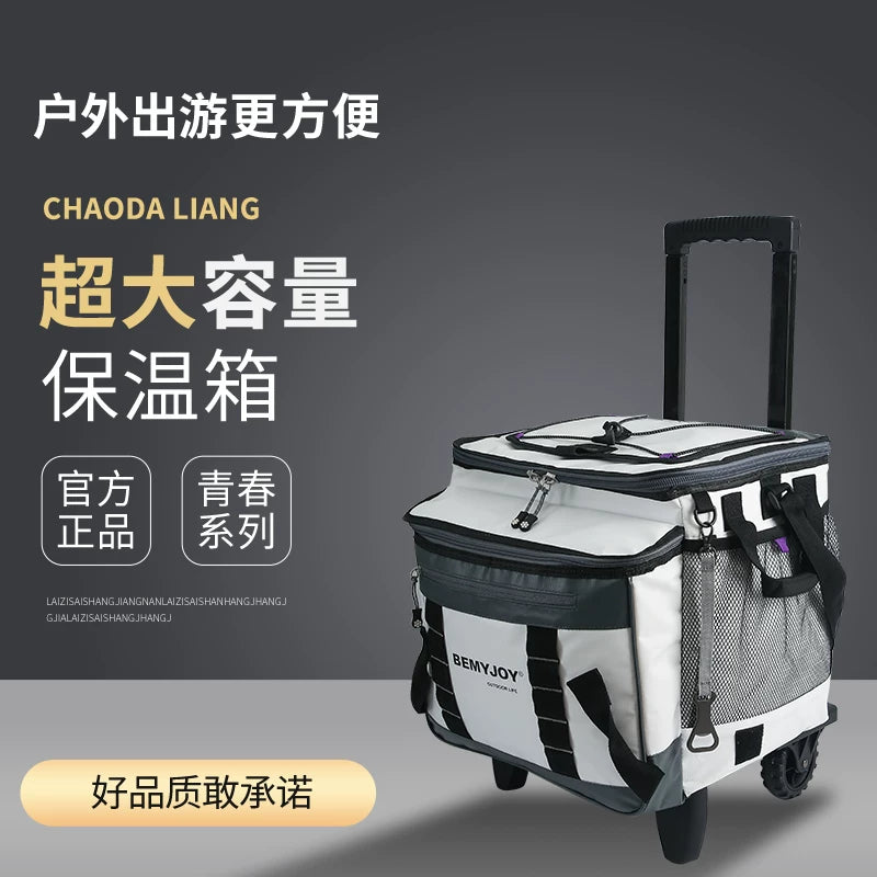 36L Portable Cooler Warmer with Wheels, Dual-Use for Car Camping Outdoor Picnics
