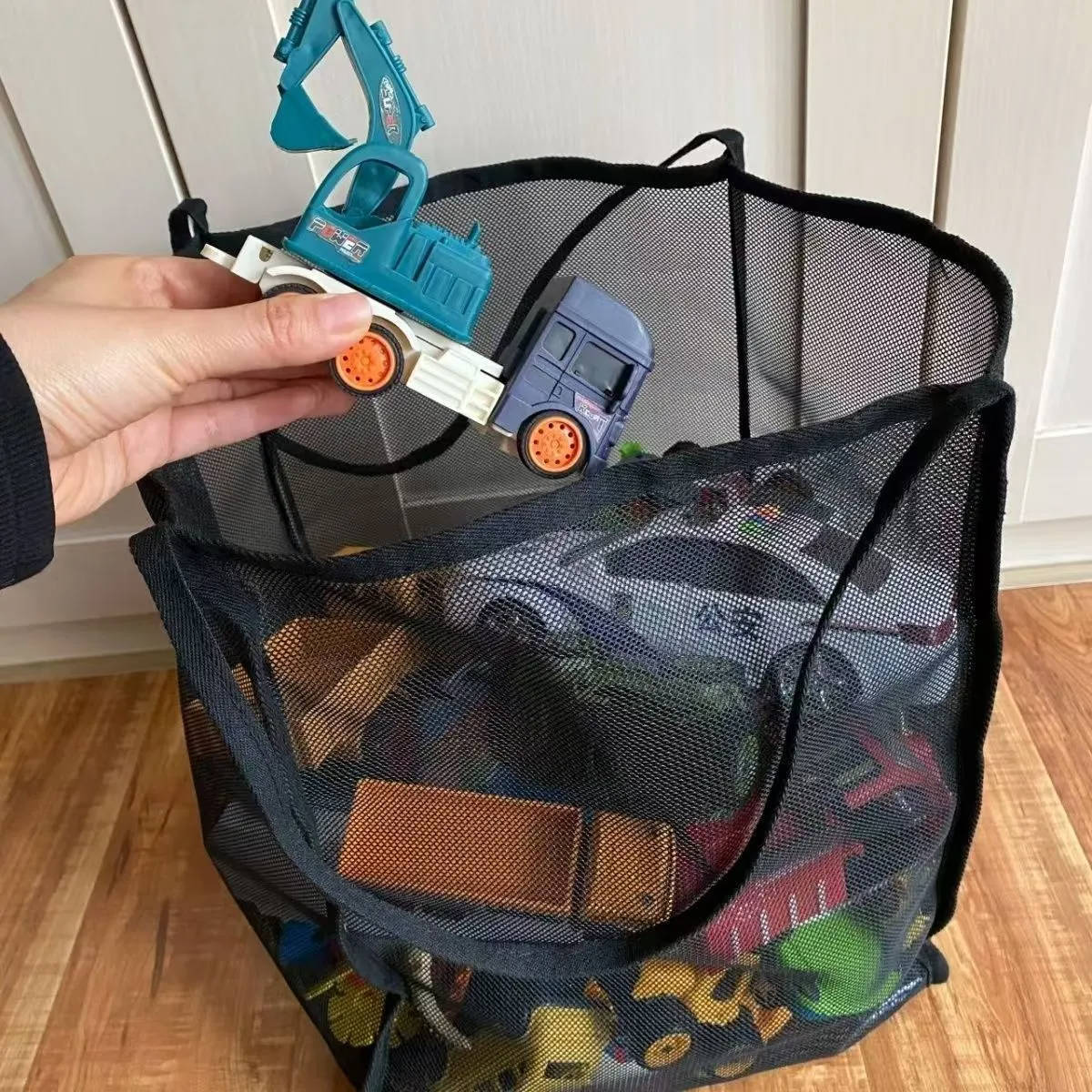 Mesh Shoulder Bag Large Capacity Lightweight Shopping Tote Beach Toy Storage Bag