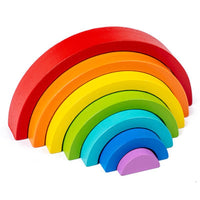 Wooden Rainbow Stacking Blocks Montessori Educational Toy for Kids