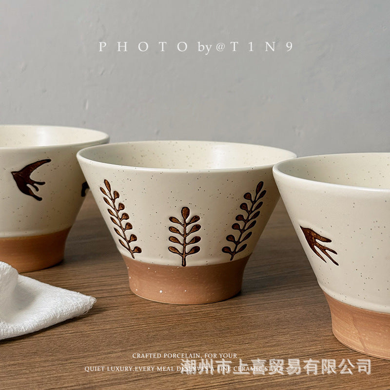 Japanese Style Rice Bowl Individual Serving High Footed or Conical Hat Bowl