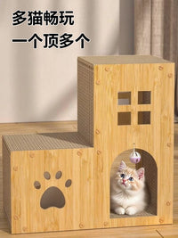 Cat Tree Condo with Scratching Board, Multi-Level Cat Tower with Ladder, Durable Cat Activity Center for Indoor Cats