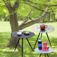 Portable Aluminum Alloy Folding Camping Table with Adjustable Tripod Stand for Outdoor Picnic Beach