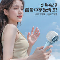 Portable Neck Fan with Cooling Mist, Foldable USB Rechargeable Handheld Turbo Fan for Outdoor Summer Use