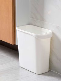 Narrow Rectangular Press-Ring Trash Can for Kitchen and Bathroom, Lidless Waste Bin