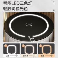 Smart Nightstand with Wireless Charging, 3-Color LED Light, Solid Wood Bedside Table with Storage, Modern Minimalist Design for Home