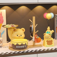 Cute Bear Resin Ornament Key Storage Tray for Entryway Decor