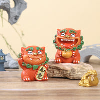 Chinese Style Lion God Resin Ornament for Home Decor and Souvenir