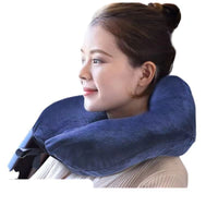 Portable Natural Latex U-Shaped Travel Neck Pillow with Adjustable Core